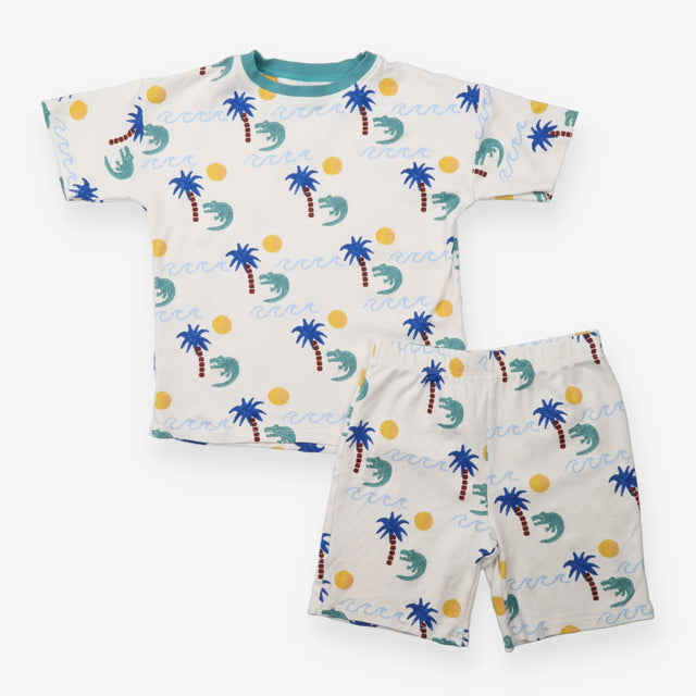 Pyjamas white palm tree crocodile