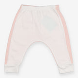 White front leggings with pink stripes
