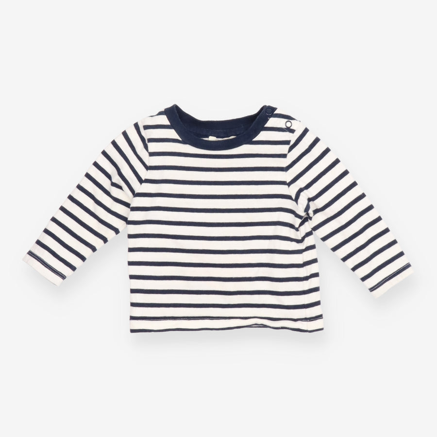T-shirt long sleeved navy and white striped