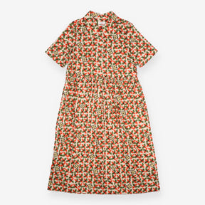 TOAST Red Green Floral Print Cotton Short Sleeve S