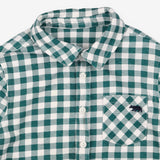 Shirt green white check LS