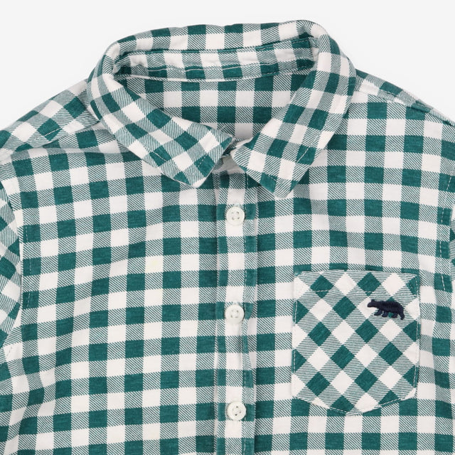 Shirt green white check LS