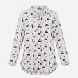 Grey Mint Abstract Print Long Sleeve Button Front 