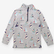 Grey Sailboats Half Zip Sweater Grey Collar