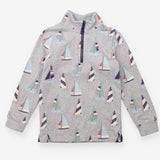 Grey Sailboats Half Zip Sweater Grey Collar