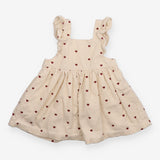 Cream cord pinafore red hearts frill sleeve