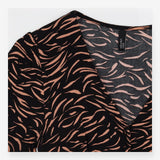 Animal Print Button Front Midi Dress Black Brown