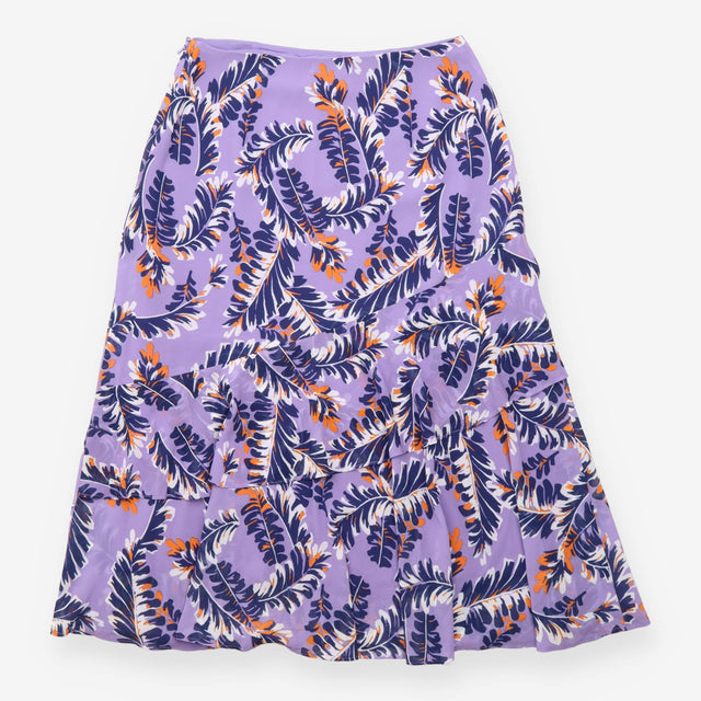 Printed Tiered Midi Skirt Lilac Botanical Print