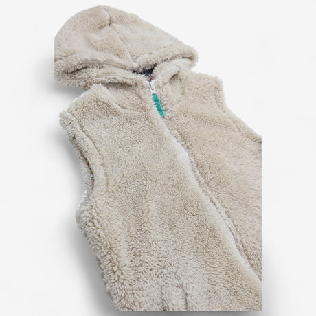 Gilet Cream Fleece with Floral Lining and Hood