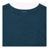 T-Shirt Teal Long Sleeve Contrast Stitch Cotton