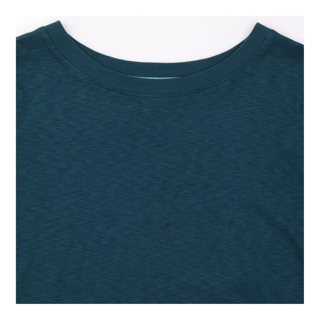 T-Shirt Teal Long Sleeve Contrast Stitch Cotton
