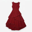 Burgundy Belted Sleeveless Midi Dress