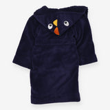 Dressing gown navy fur eyes spikes to hood