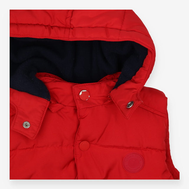 Puffer Gilet red hooded zipped