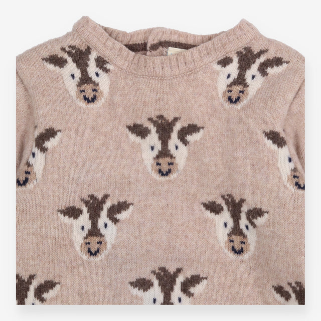 Sweater knit fawn brown cows