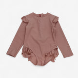 Swimsuit LS Dusky Pink Frills