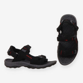 Black and red sandals