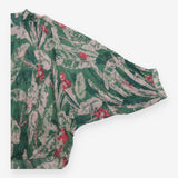Blouse Green Tropical Floral Print Cotton Button F