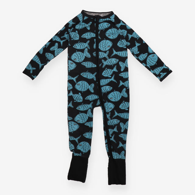Wondersuit Navy and Blue Fish Zip Up