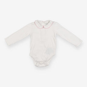 White Collared Long Sleeve Bodysuit