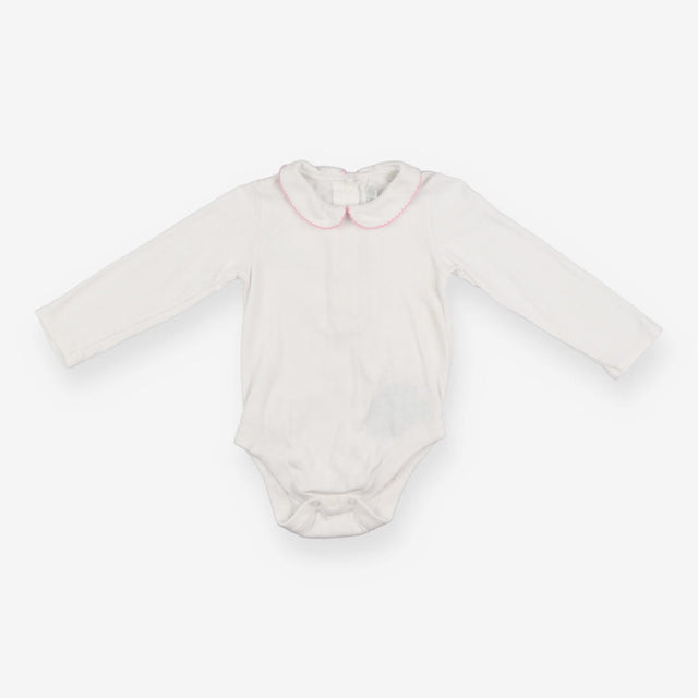 White Collared Long Sleeve Bodysuit