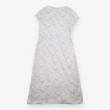 Midi Dress Blue Yellow Abstract Print Drawstring W