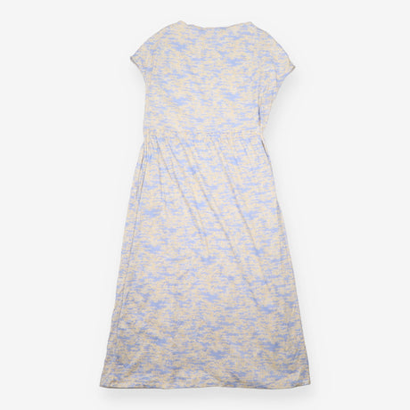 Midi Dress Blue Yellow Abstract Print Drawstring W