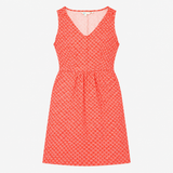 Red Scallop Print Sleeveless Jersey Dress