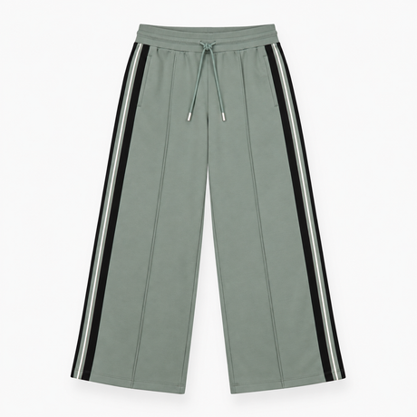Wide Leg Trousers in Grey with Contrasting Side St