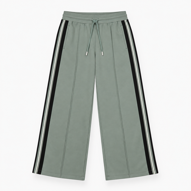 Wide Leg Trousers in Grey with Contrasting Side St