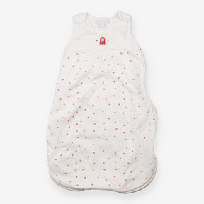 White sleeping bag with red stars and alien
