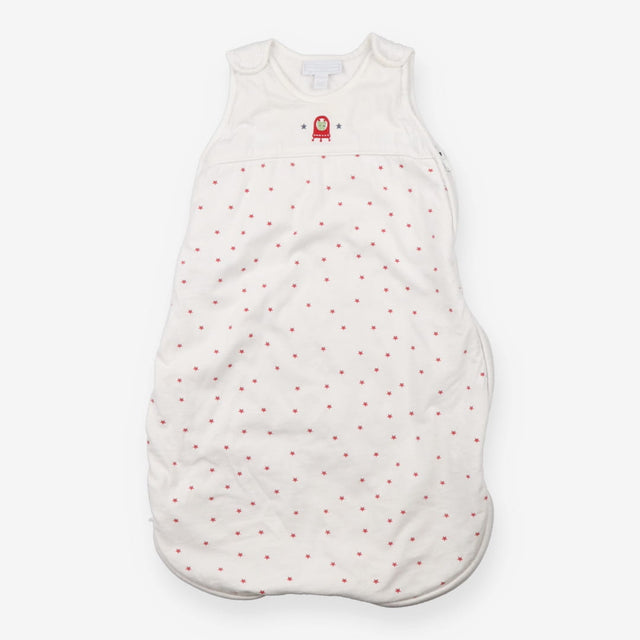 White sleeping bag with red stars and alien