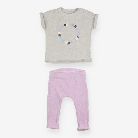 Grey t-shirt and lilac leggings Hip Hip Hooray