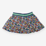 Skort Navy Floral with Green and Blue Stripe Waist