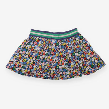 Skort Navy Floral with Green and Blue Stripe Waist