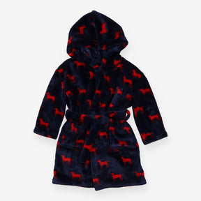 Dressing gown navy red dogs