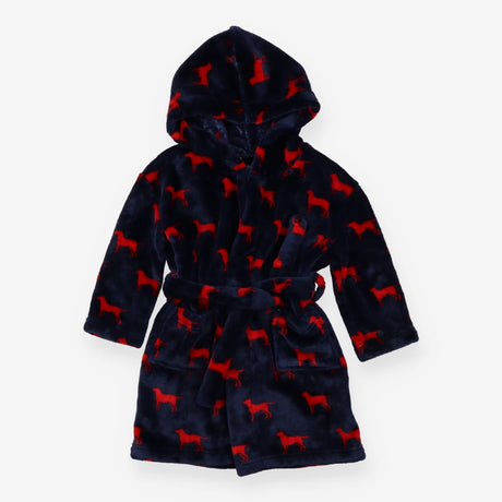 Dressing gown navy red dogs