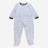 Sleepsuit white velour blue boats and anchors 