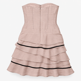 Strapless Dress Taupe Linen Silk Tiered Oc