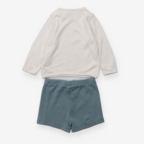 Outfit LS tee spaceship shorts ribbed blue