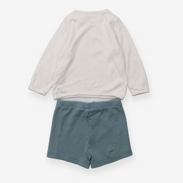 Outfit LS tee spaceship shorts ribbed blue