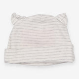 Baby Hat Cream and Grey Strip with Ears