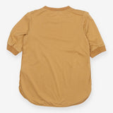 Dijon Yellow Cotton Crew Neck Top Elbow Sleeves