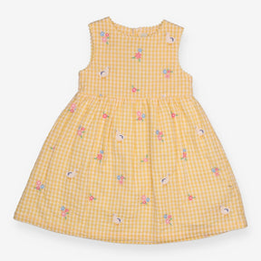 Dress Sleeveless Yellow Gingham Ducks and Flowers