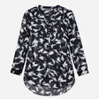 Black Blouse with Abstract White Scribble Print an