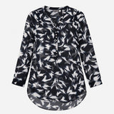 Black Blouse with Abstract White Scribble Print an