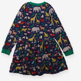Sweater Dress Navy with Pockets and Green Collar a