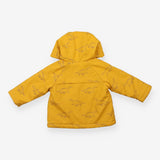 Yellow fleece lined dino print coat