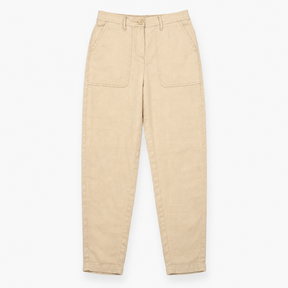 Linen Trousers Neutral Tapered Utility Style