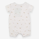 White shortie romper with lions and tigers